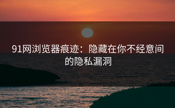 91网浏览器痕迹：隐藏在你不经意间的隐私漏洞