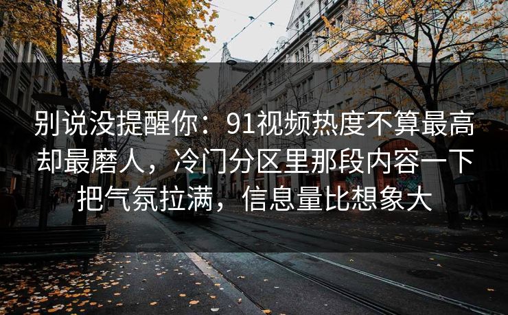 别说没提醒你：91视频热度不算最高却最磨人，冷门分区里那段内容一下把气氛拉满，信息量比想象大