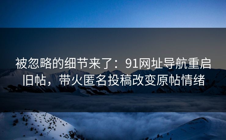 被忽略的细节来了：91网址导航重启旧帖，带火匿名投稿改变原帖情绪