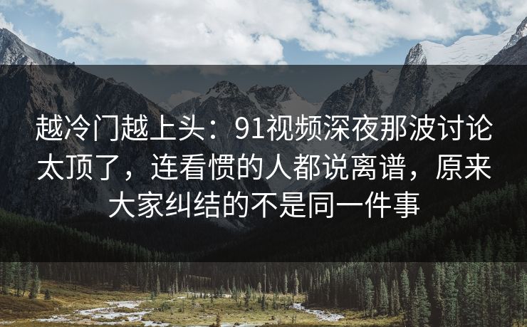 越冷门越上头：91视频深夜那波讨论太顶了，连看惯的人都说离谱，原来大家纠结的不是同一件事