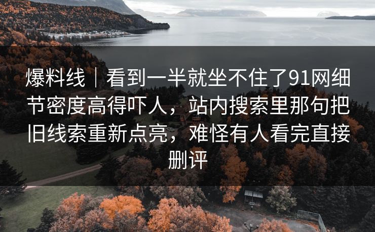 爆料线｜看到一半就坐不住了91网细节密度高得吓人，站内搜索里那句把旧线索重新点亮，难怪有人看完直接删评