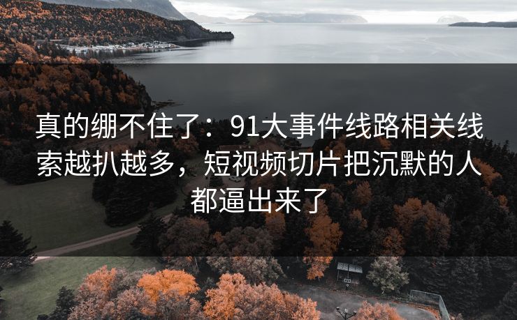 真的绷不住了：91大事件线路相关线索越扒越多，短视频切片把沉默的人都逼出来了