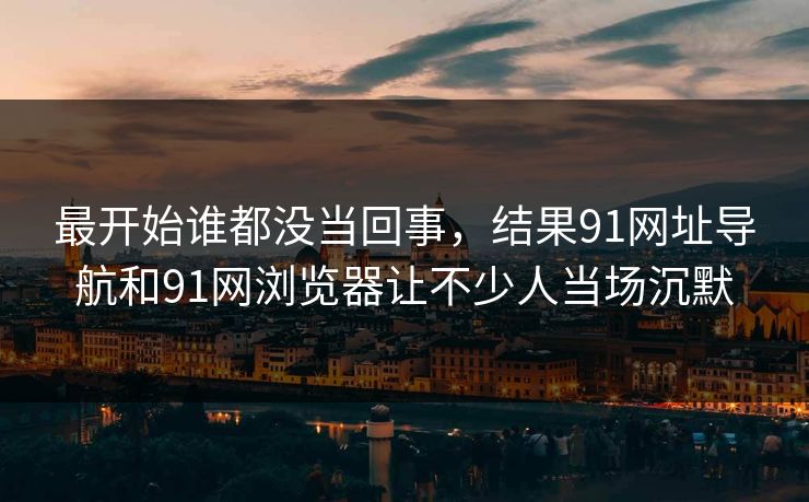 最开始谁都没当回事，结果91网址导航和91网浏览器让不少人当场沉默