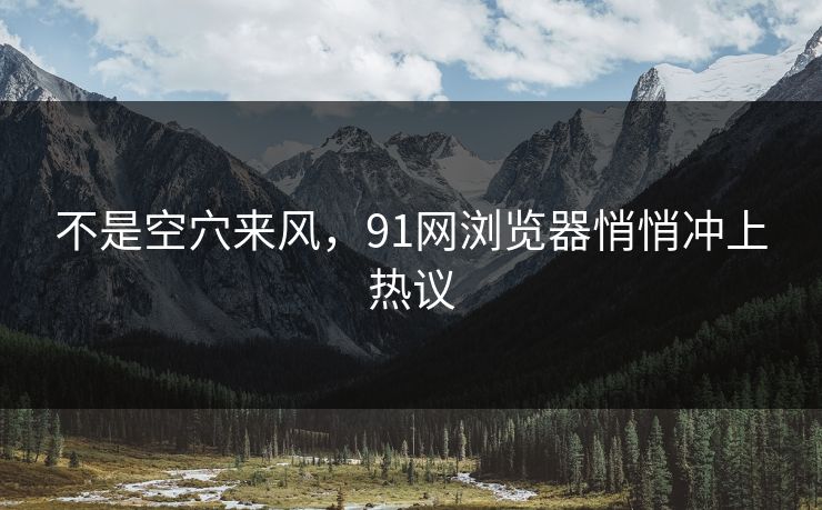 不是空穴来风，91网浏览器悄悄冲上热议