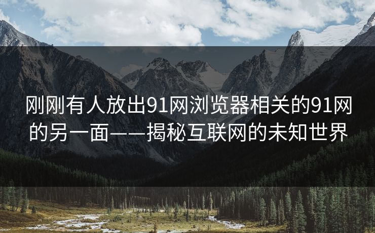刚刚有人放出91网浏览器相关的91网的另一面——揭秘互联网的未知世界