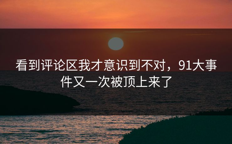 看到评论区我才意识到不对，91大事件又一次被顶上来了